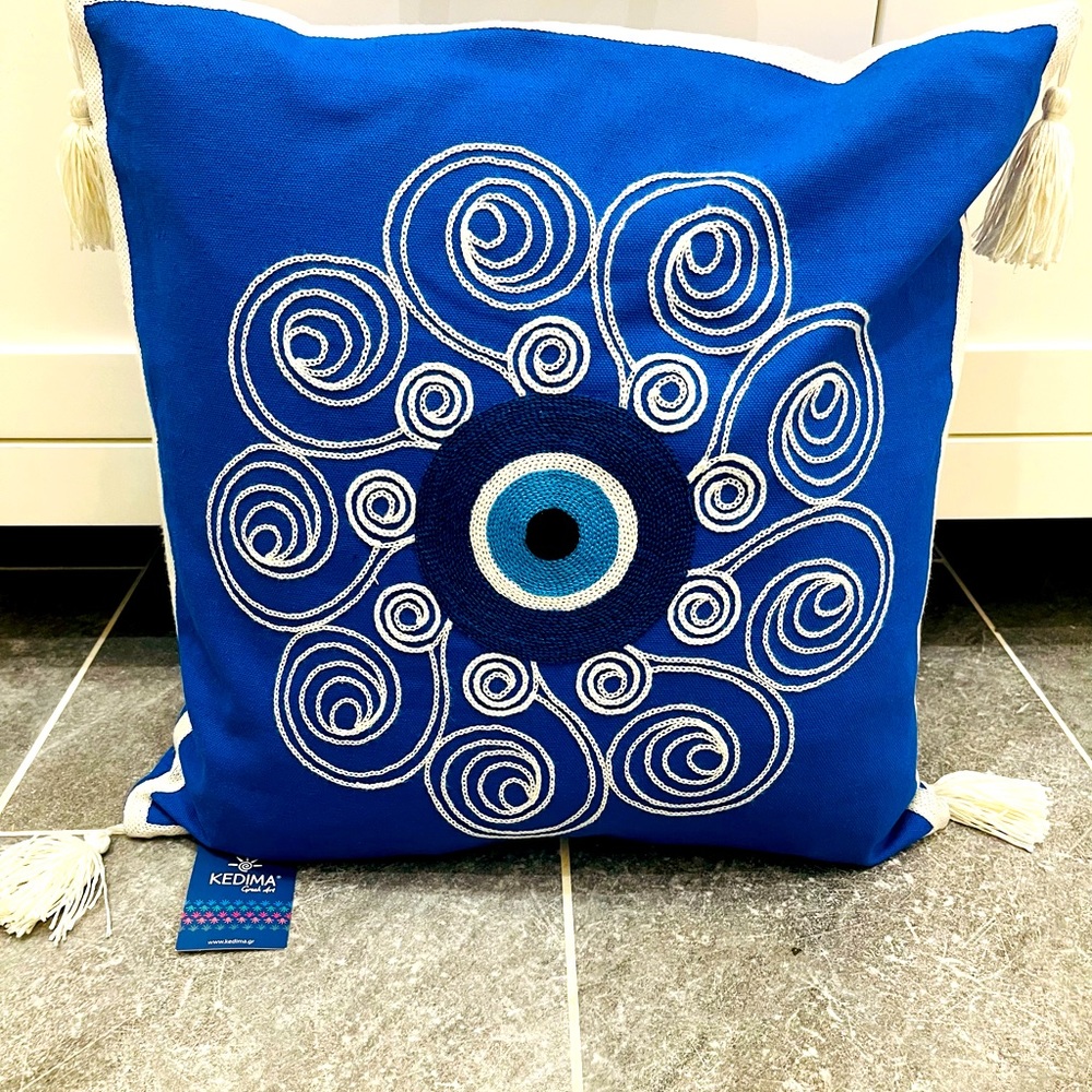 Evil Eye Embroidery Pillow